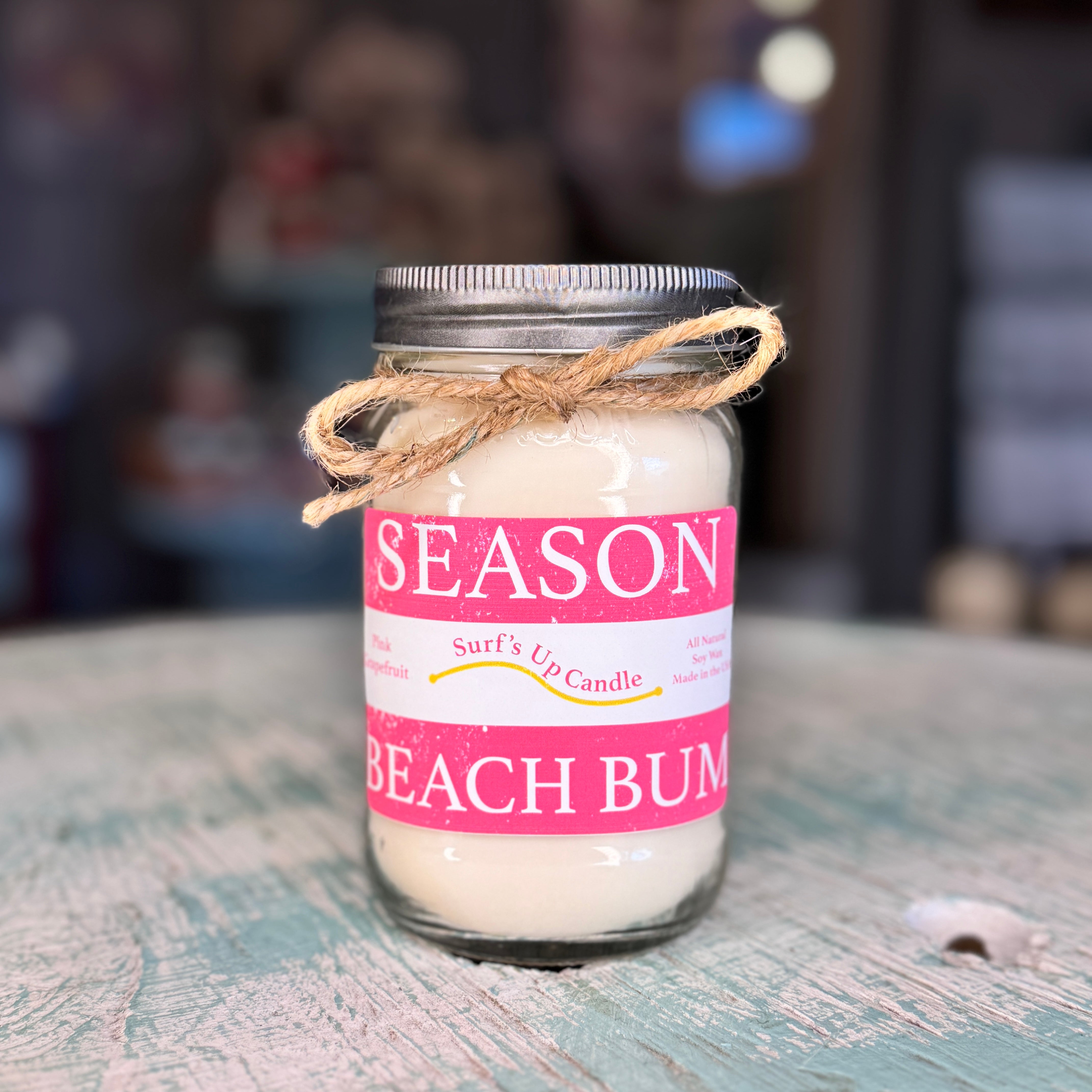 Pink Grapefruit Mason Jar Candle - Beach Badge Collection