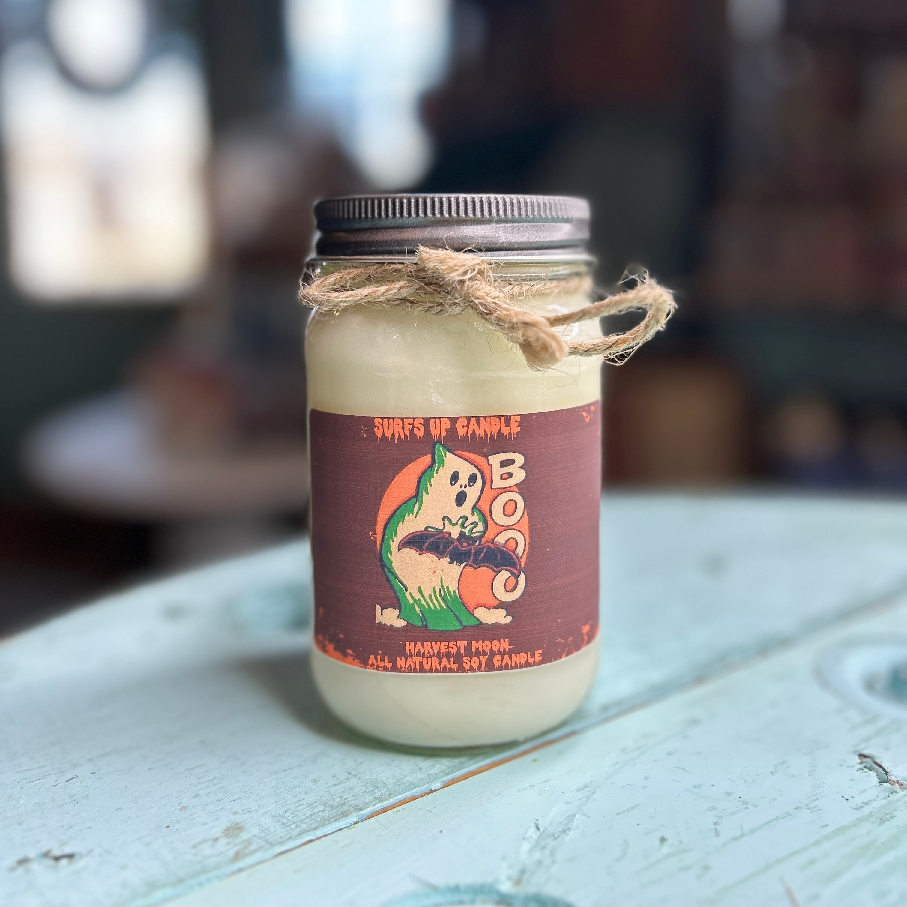 Boo Harvest Moon Mason Jar Candle - Halloween Collection