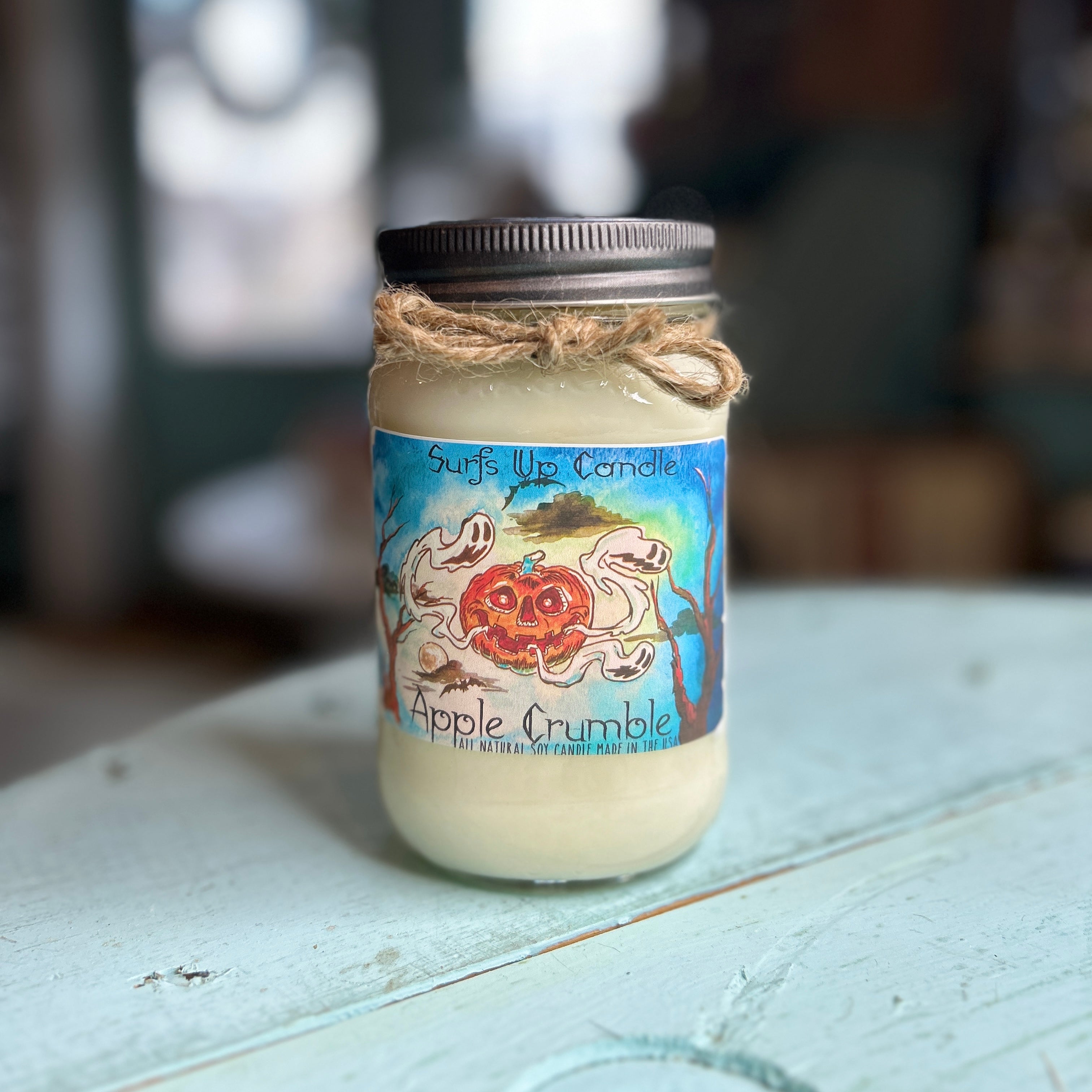 Ghost Apple Crumble Mason Jar Candle - Halloween Collection