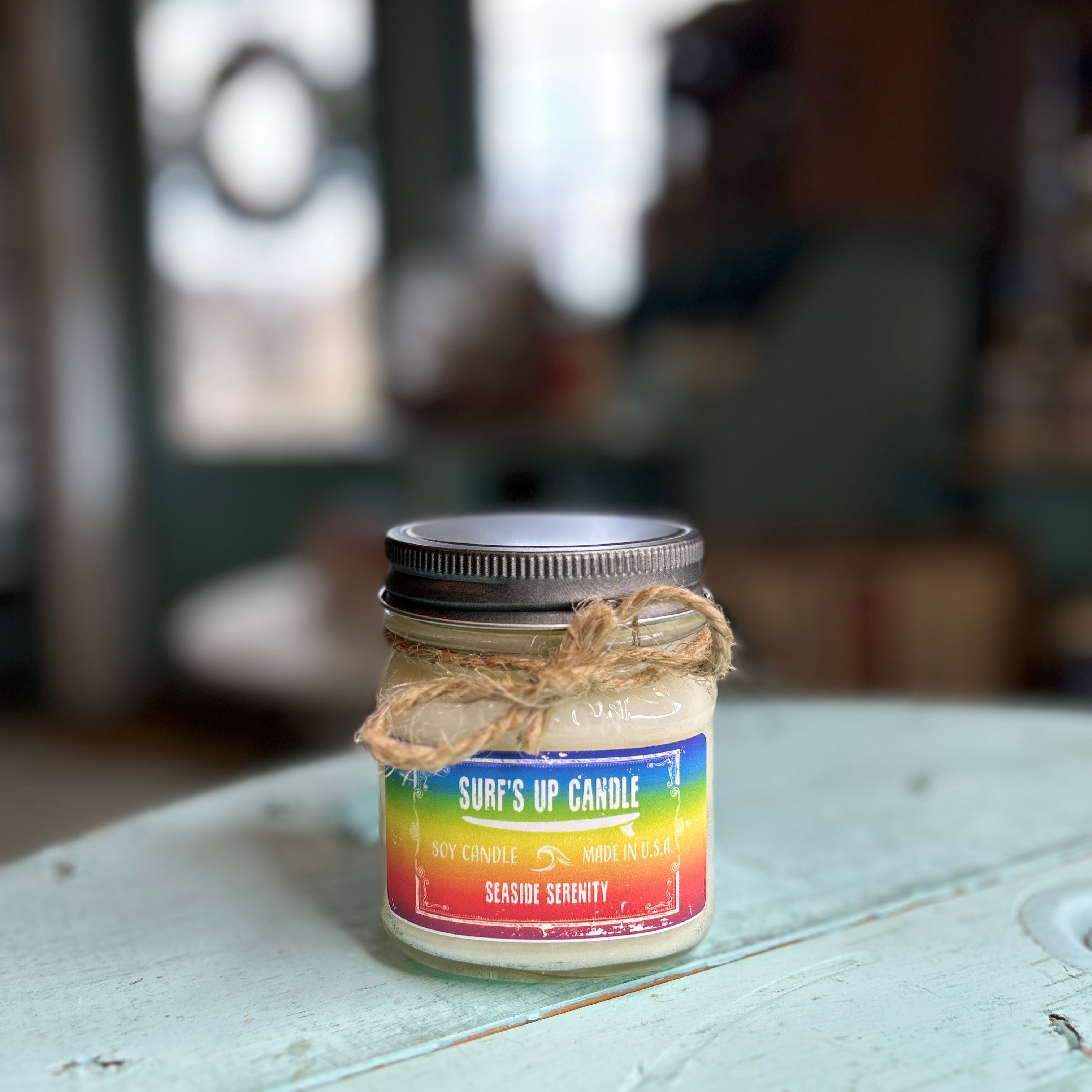 Seaside Serenity Rainbow 8oz Mason Jar