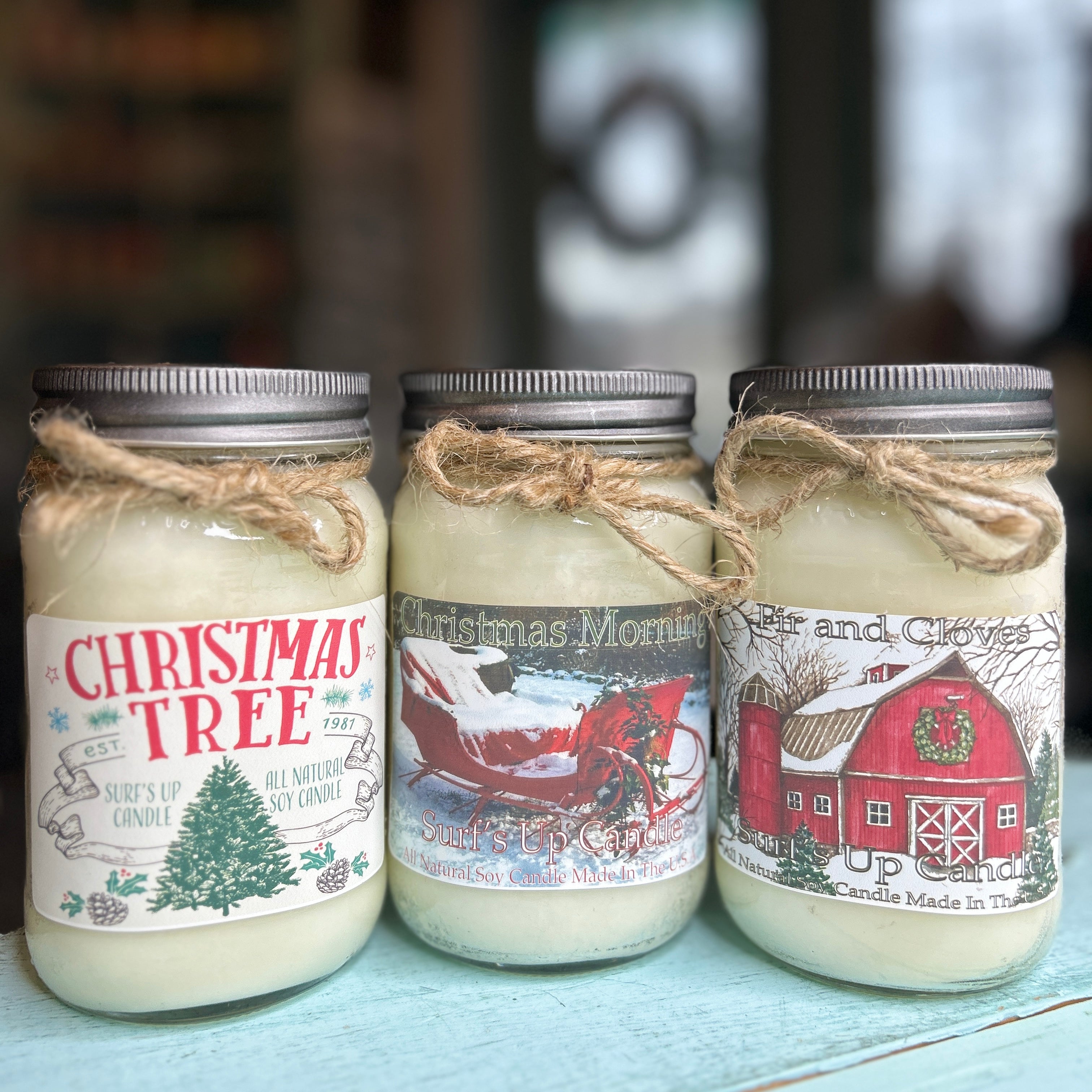 Vintage Christmas Mason Jar Candle Trio - Christmas Collection