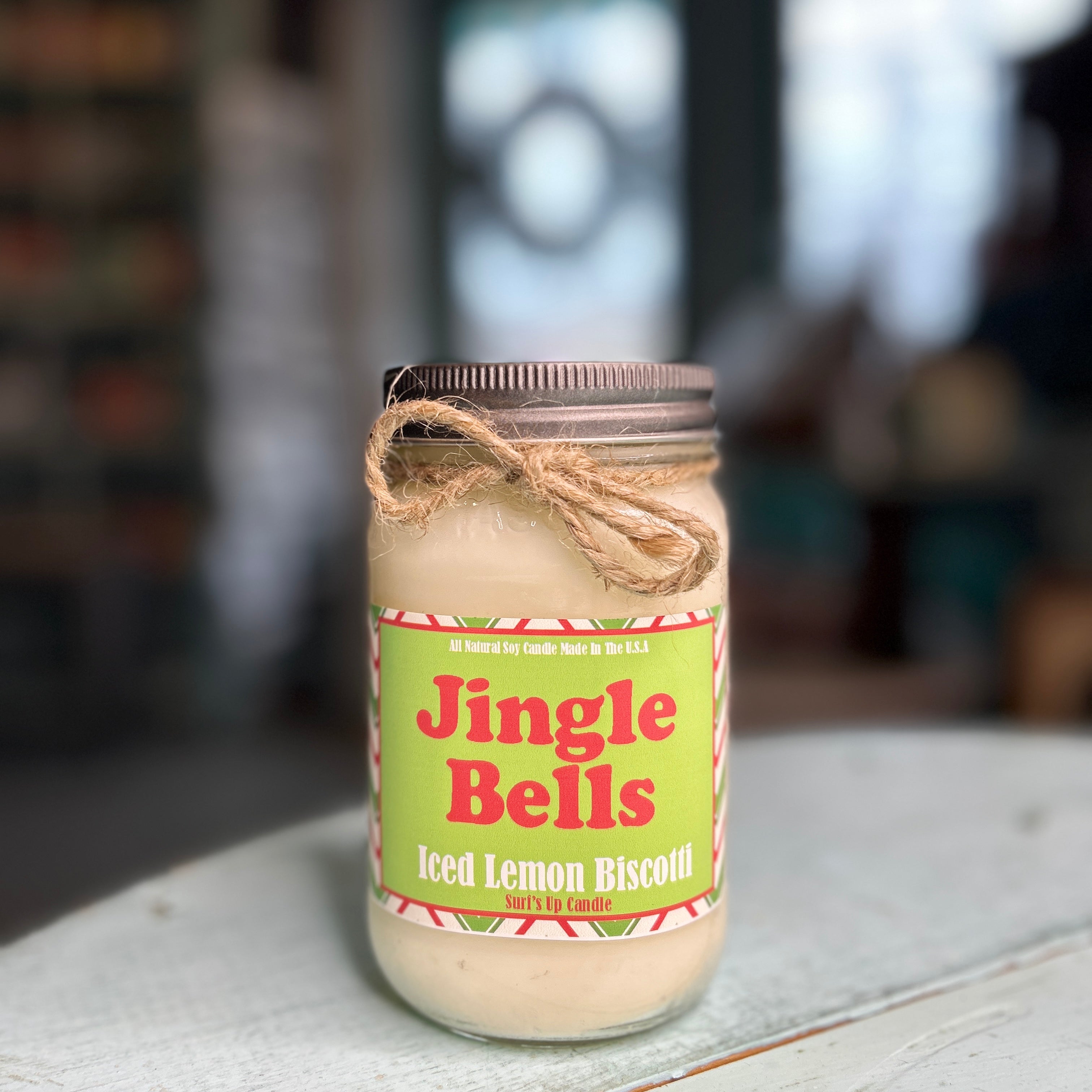 Jingle Bells Iced Lemon Biscotti Mason Jar Candle - Christmas Collection