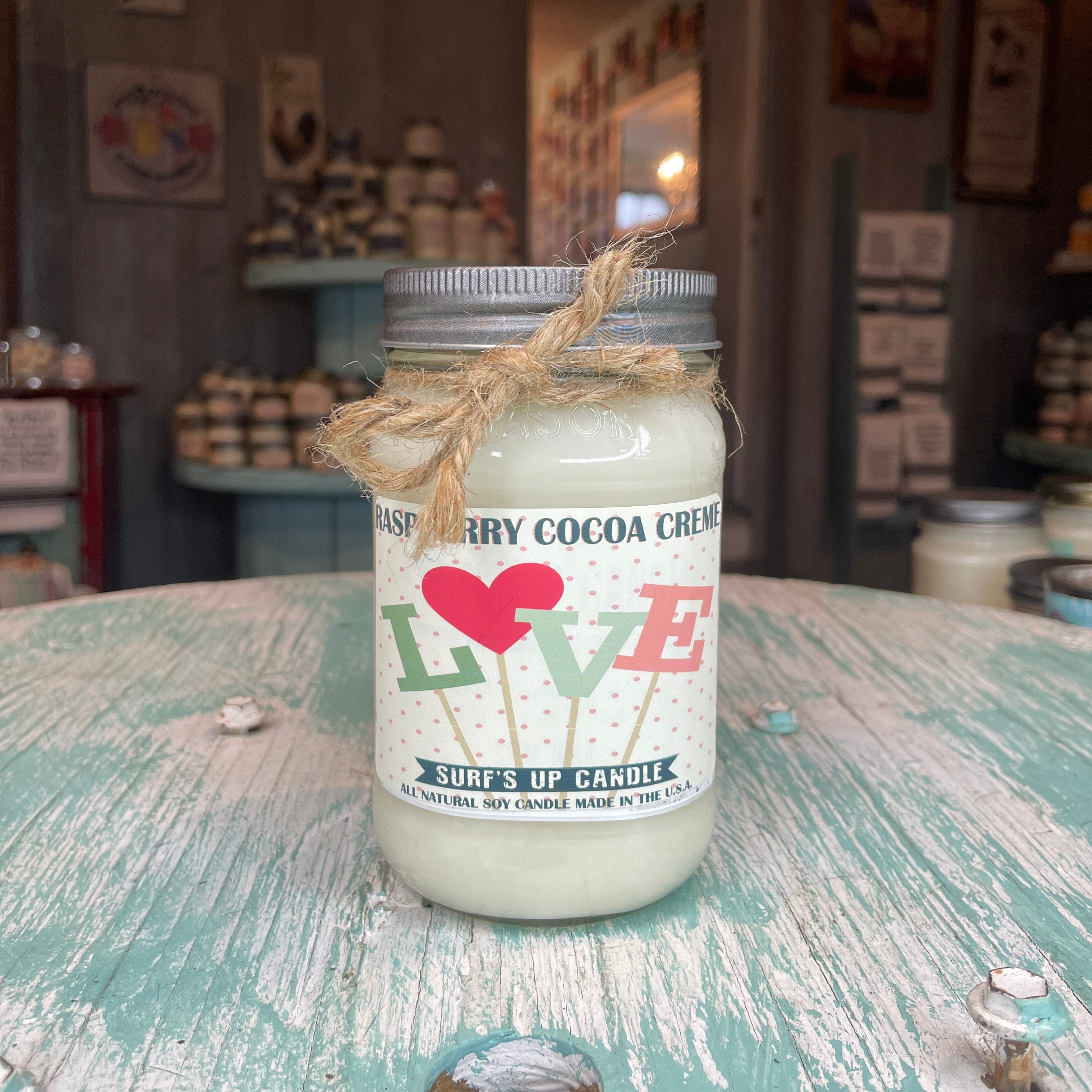 Raspberry Cocoa Creme Mason Jar Candle - Valentine's Day Collection