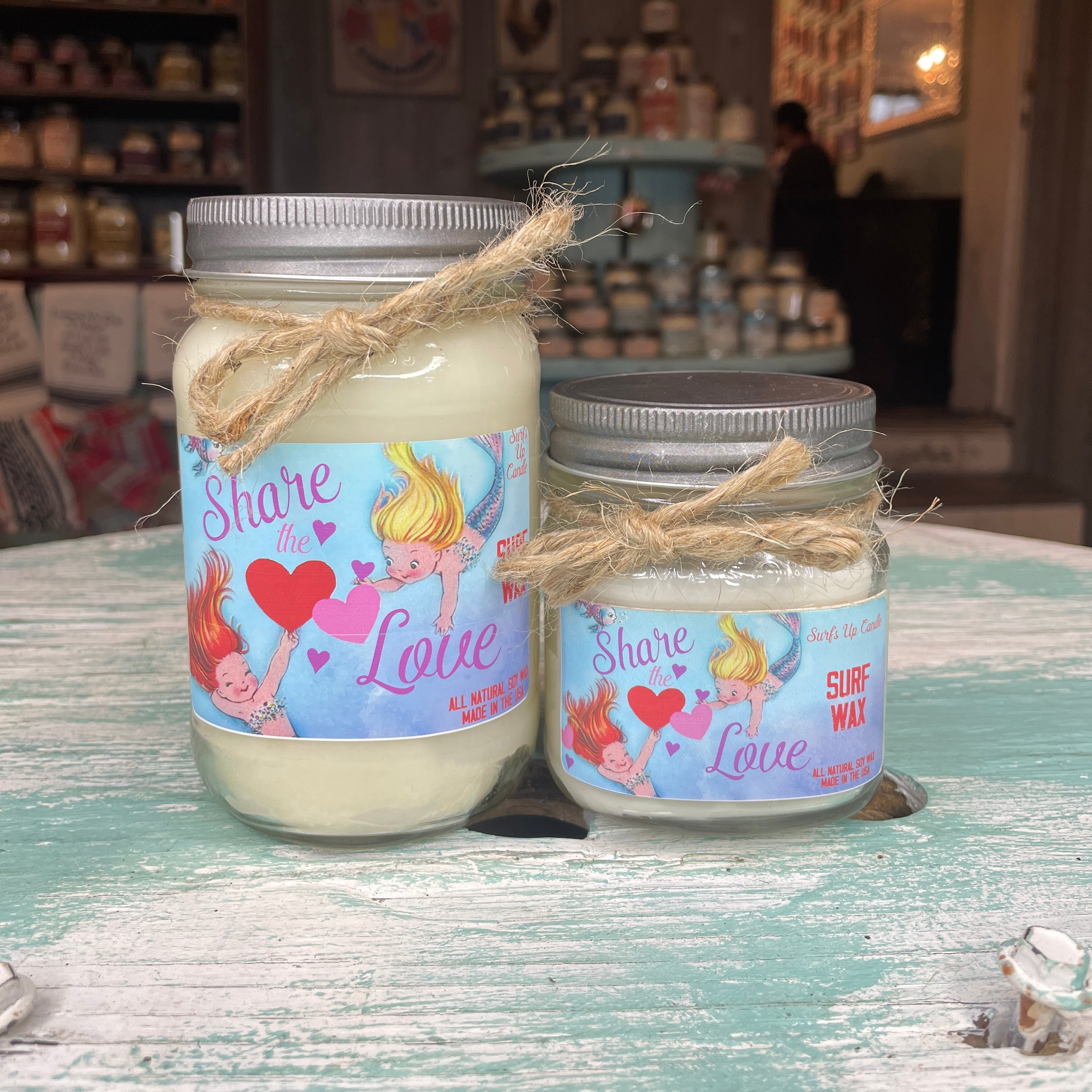 Share the Love Surf Wax Mason Jar Candle - Valentine Collection