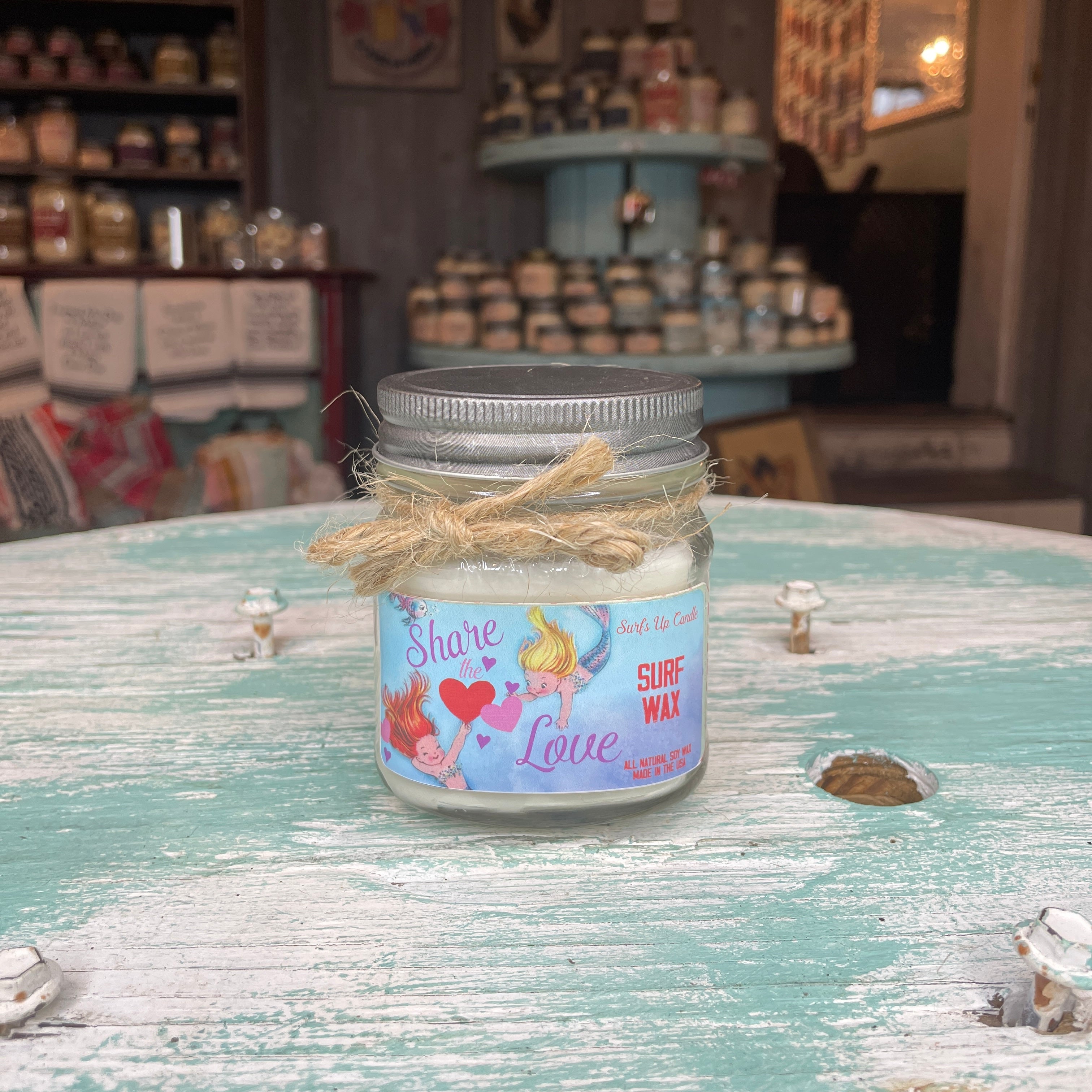 Sidewalk Sale 24  Share the Love Surf Wax Mason Jar Candle - Valentine Collection