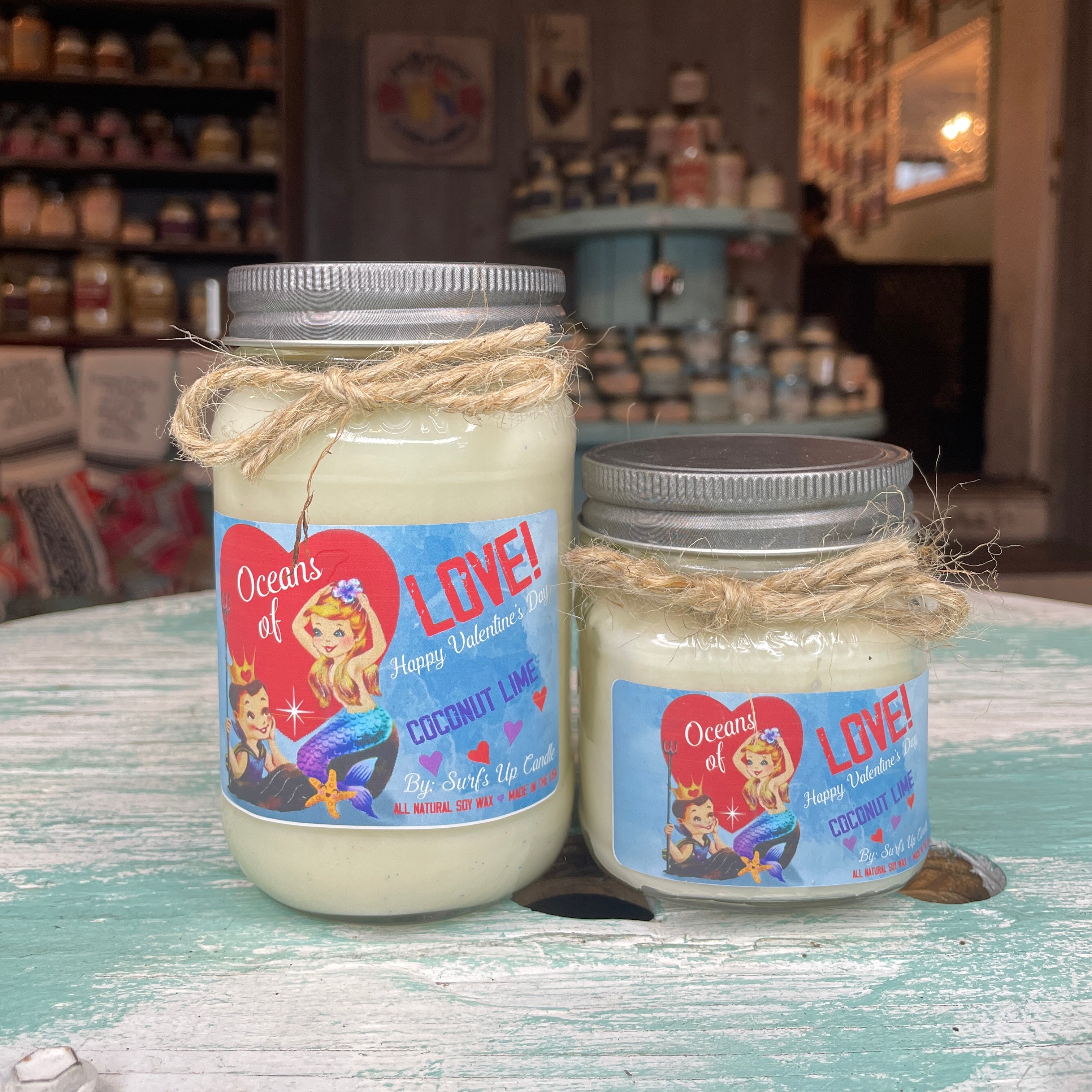 Oceans of Love Coconut Lime Mason Jar Candle - Valentine Collection