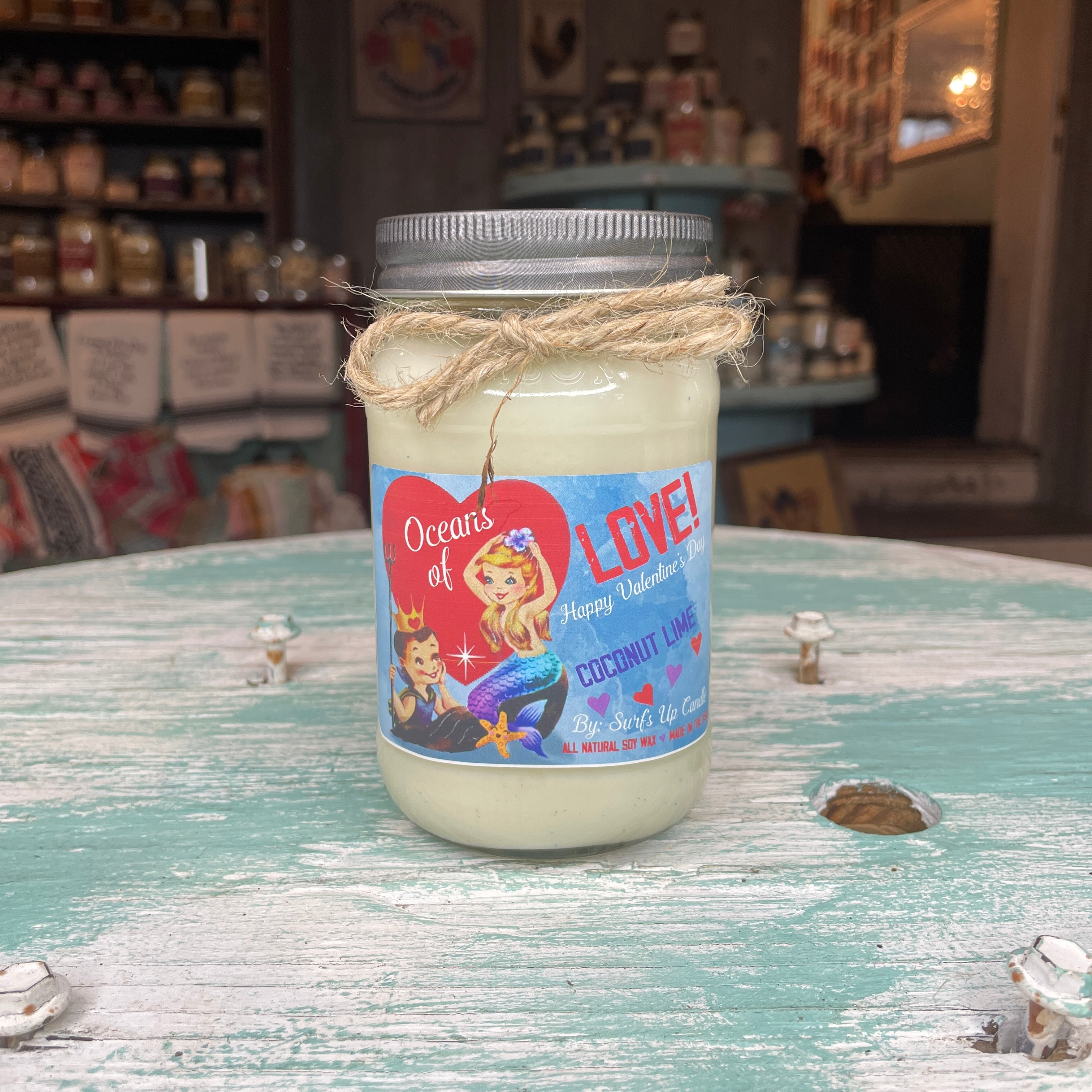 Oceans of Love Coconut Lime Mason Jar Candle - Valentine Collection