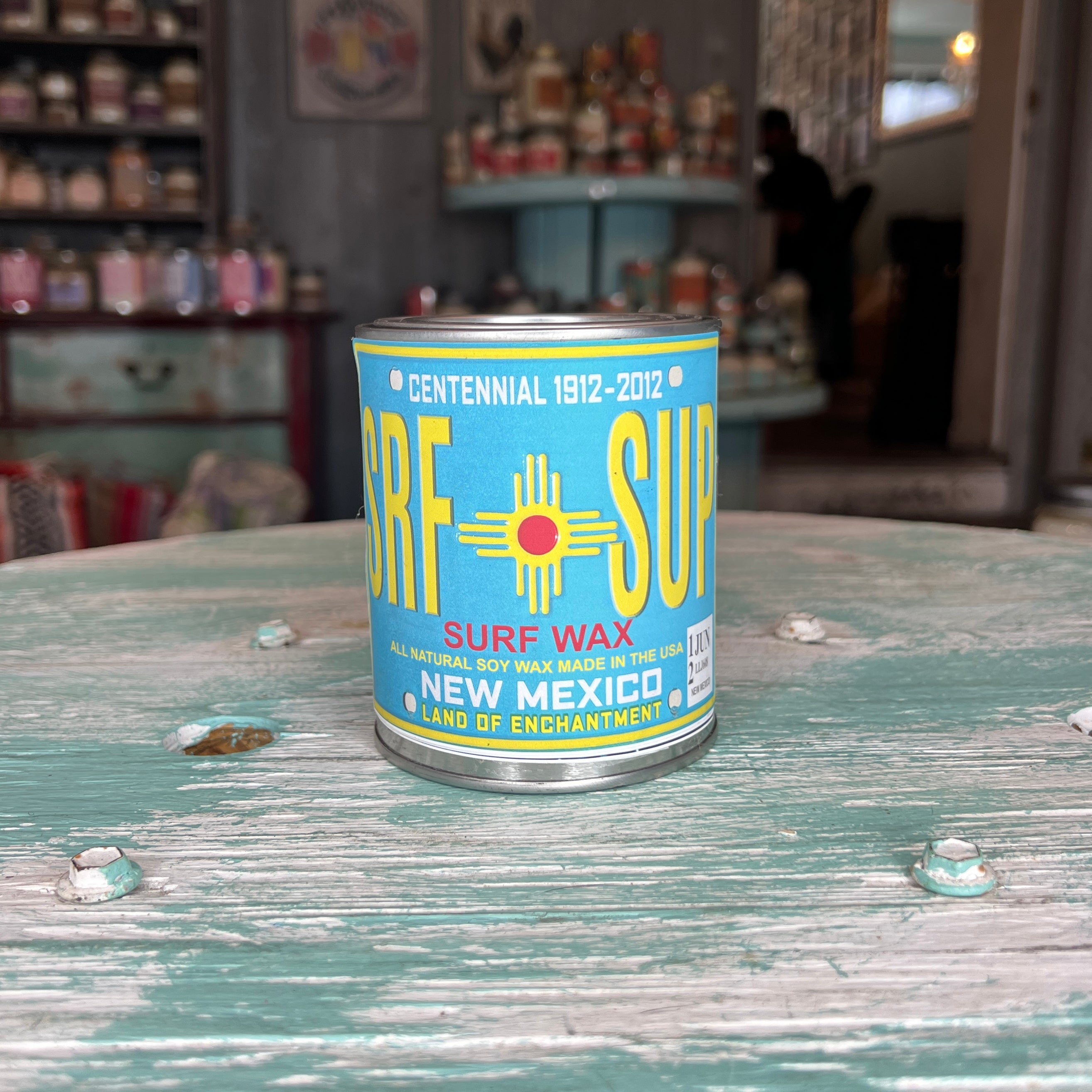 New Mexico License Plate Surf Wax Paint Can Candle