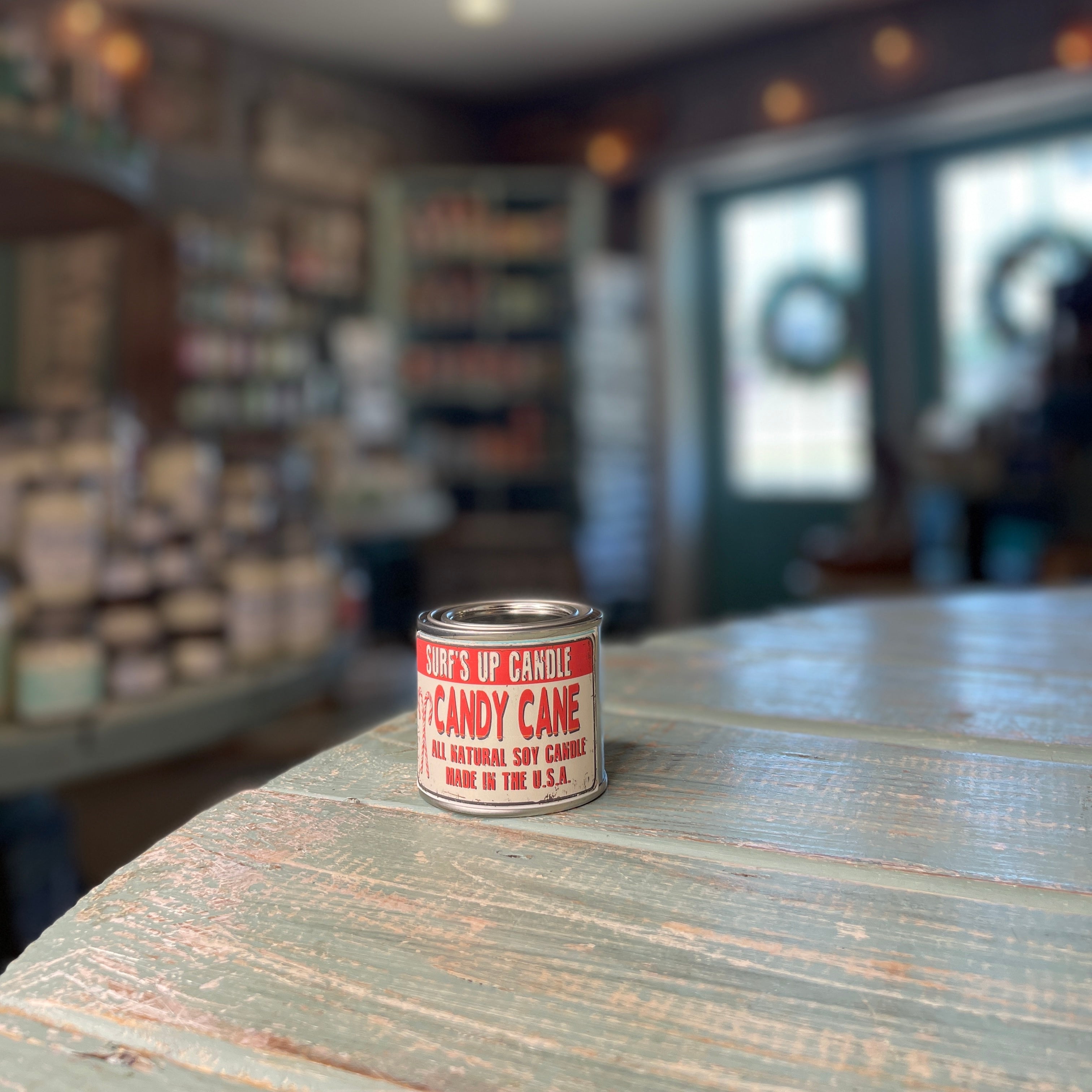 Candy Cane Paint Can Candle - Vintage Collection Sidewalk Sale